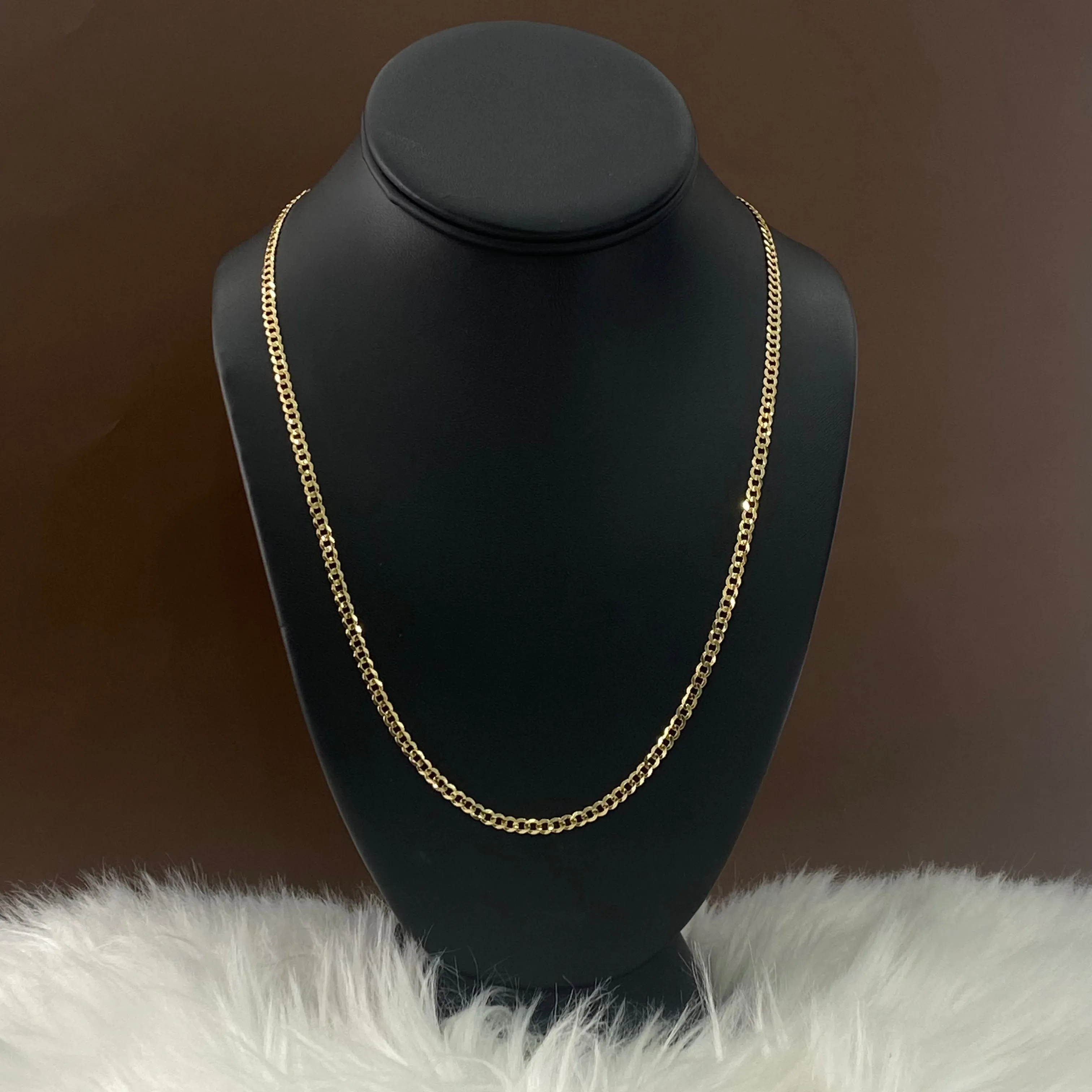 14K Yellow  Gold American Cuban Link Chain Diamond Cut / 5gr / 3.5mm / 22in