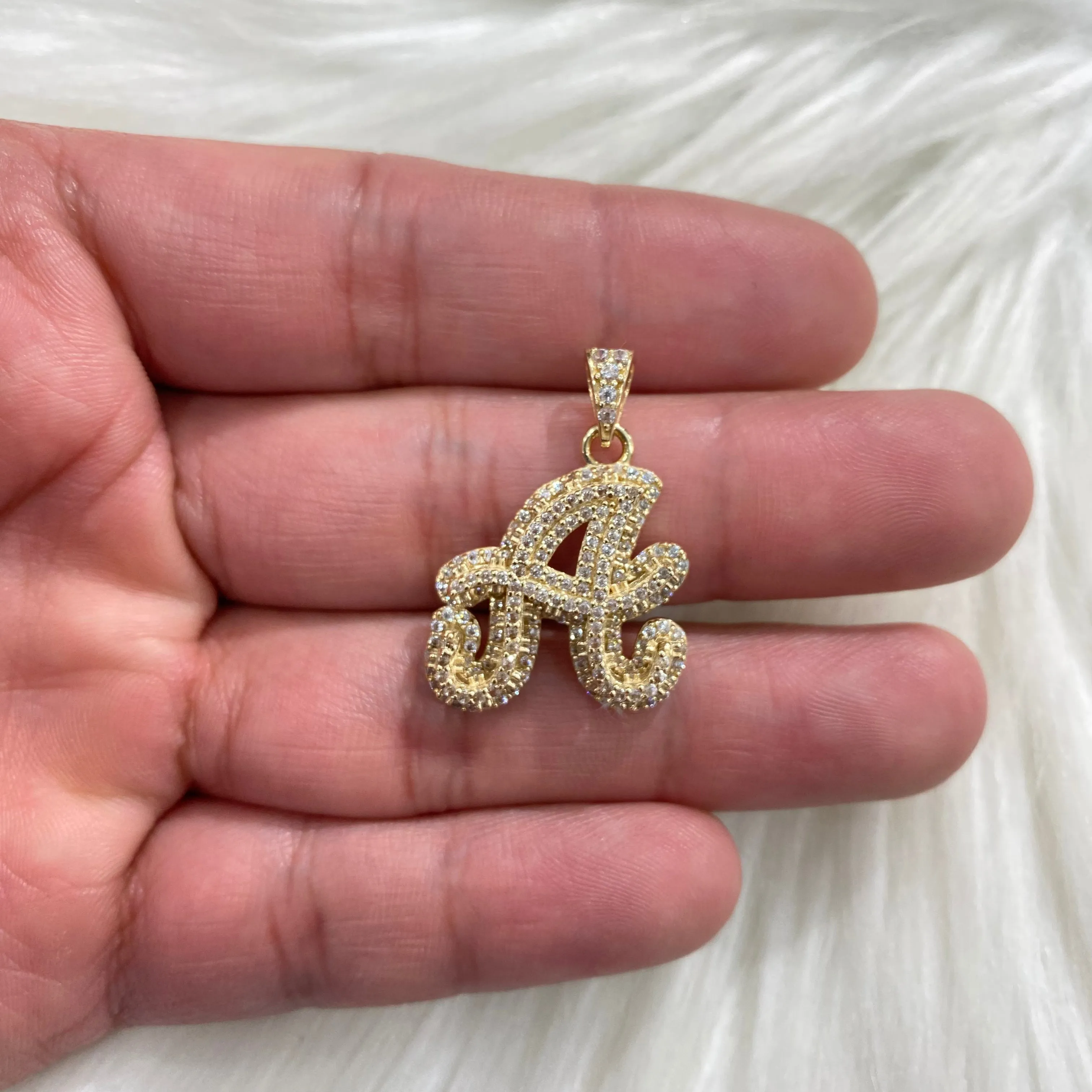 14K Yellow Gold Diamond Letter A Pendant Ct Dia / 5.3gr