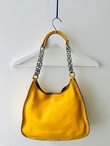 2000s PRADA YELLOW Mandras LEATHER HOBO Shoulder bag