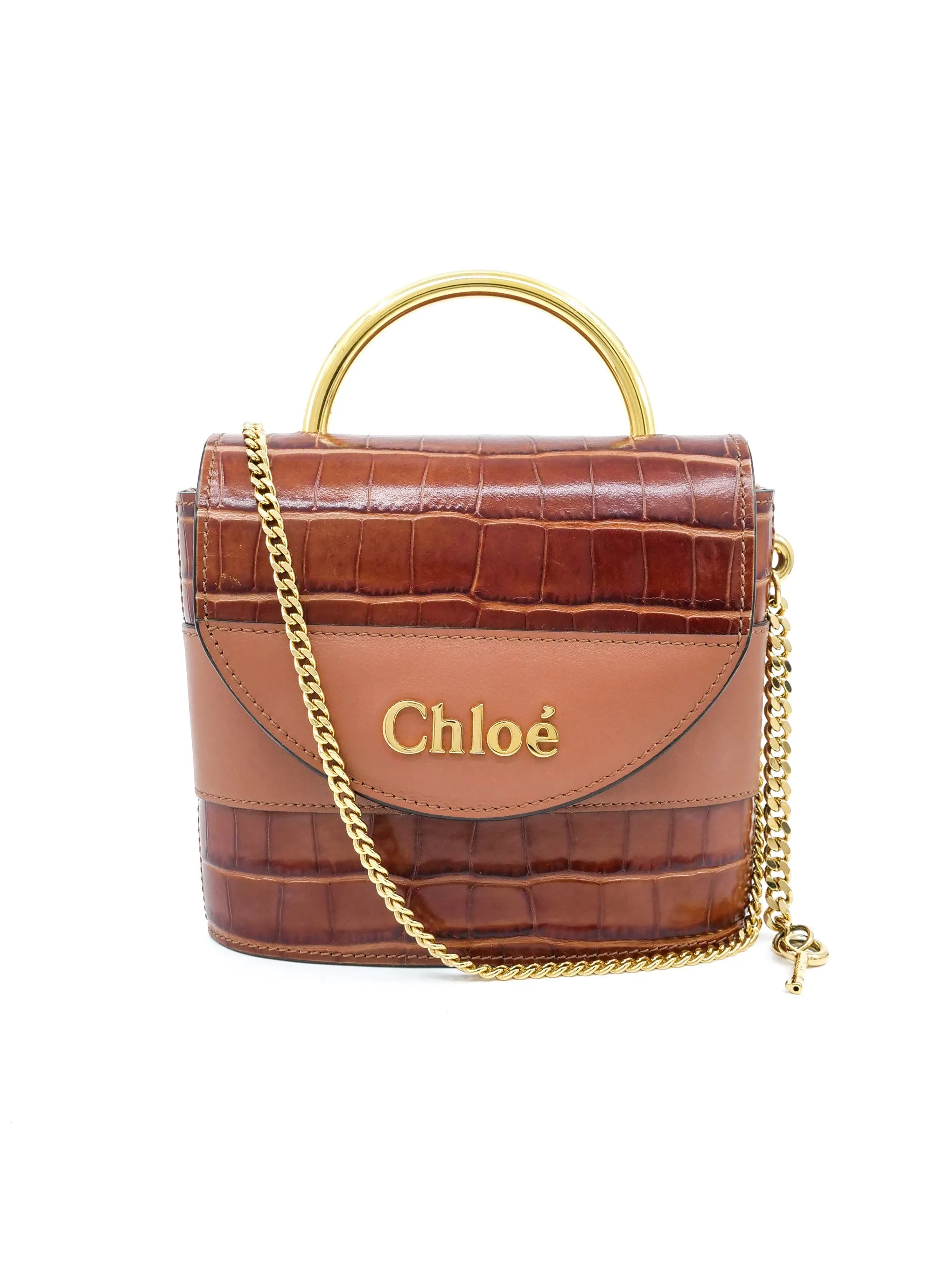 2020 Chloe Aby Lock Leather Handbag