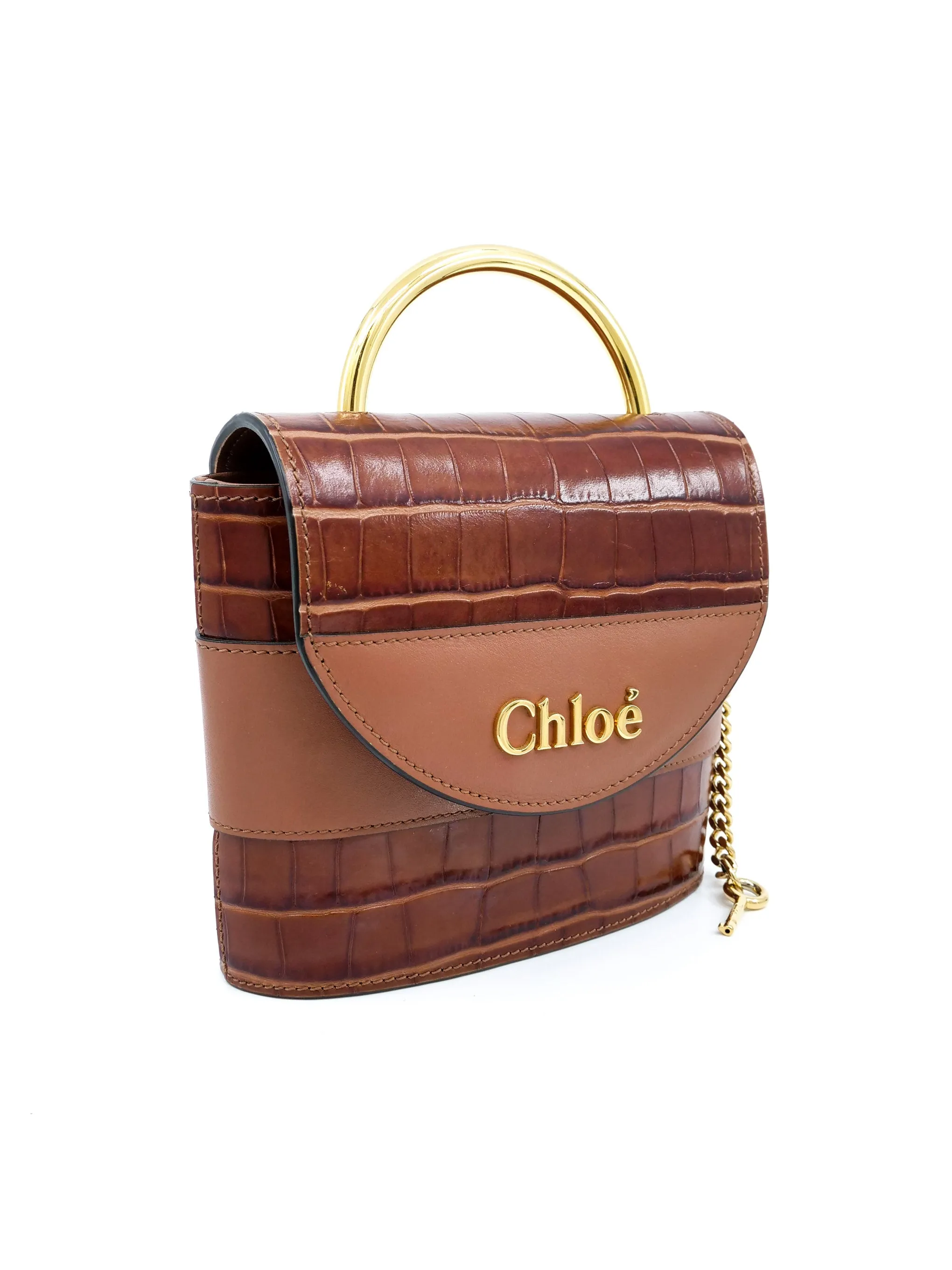 2020 Chloe Aby Lock Leather Handbag