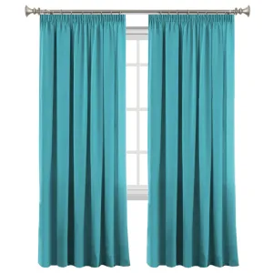 2x Blockout Curtains Blackout Curtain Pair Pencil Pleat Draperies with Tie Backs