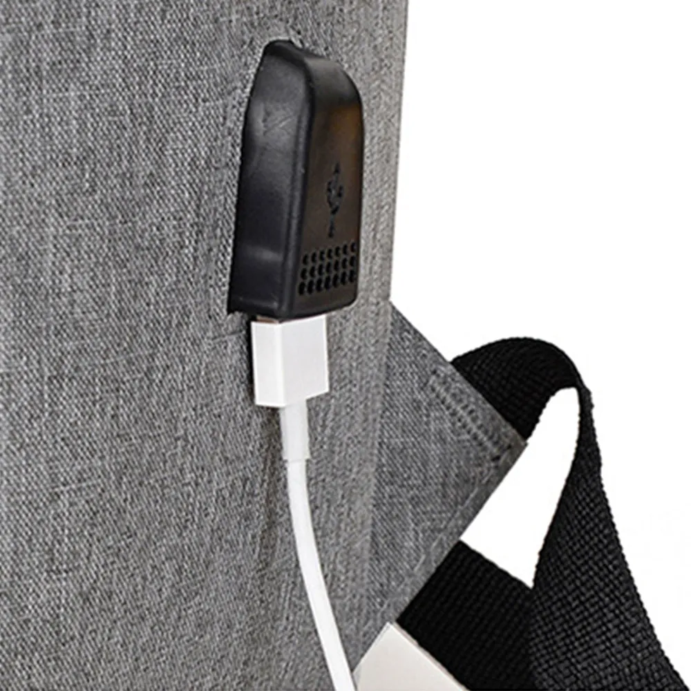 3-Piece Set Large Capacity Laptop Backpack Fits up to 15.6 Inch Laptop with USB Charging Port Grey