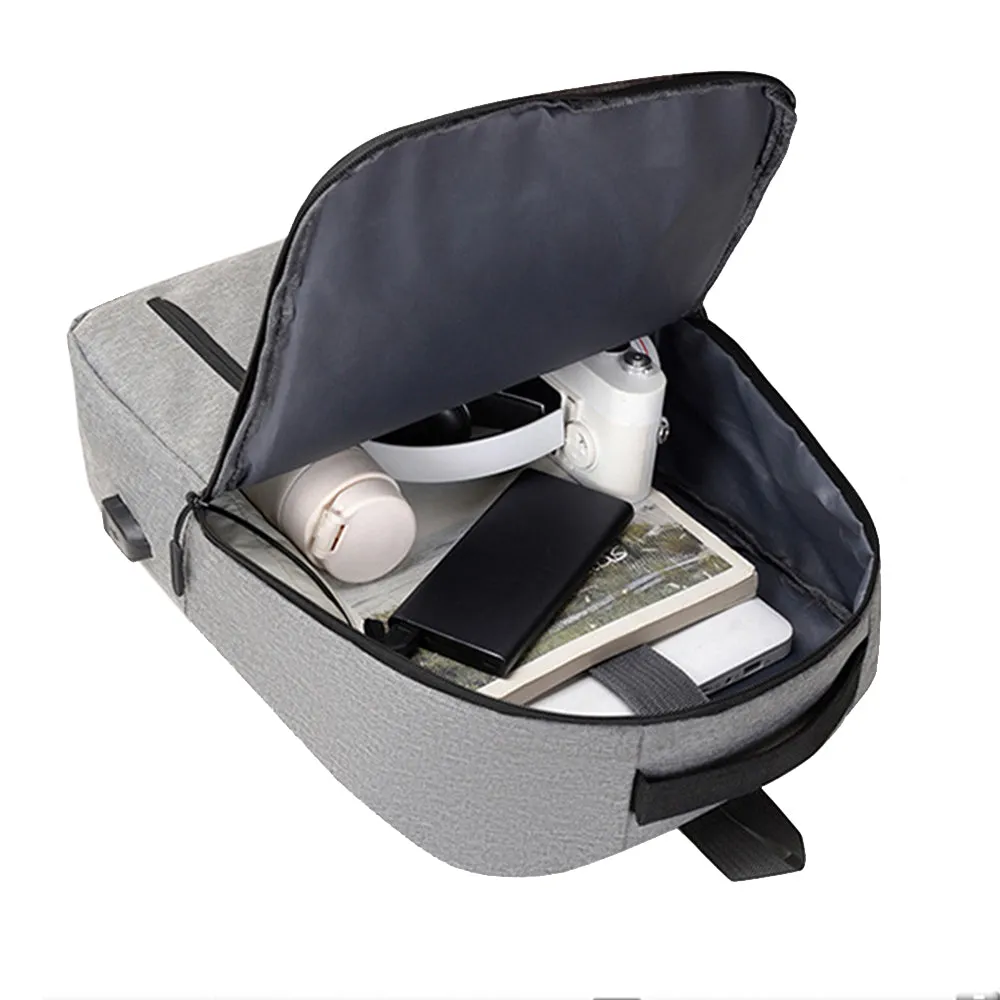 3-Piece Set Large Capacity Laptop Backpack Fits up to 15.6 Inch Laptop with USB Charging Port Grey