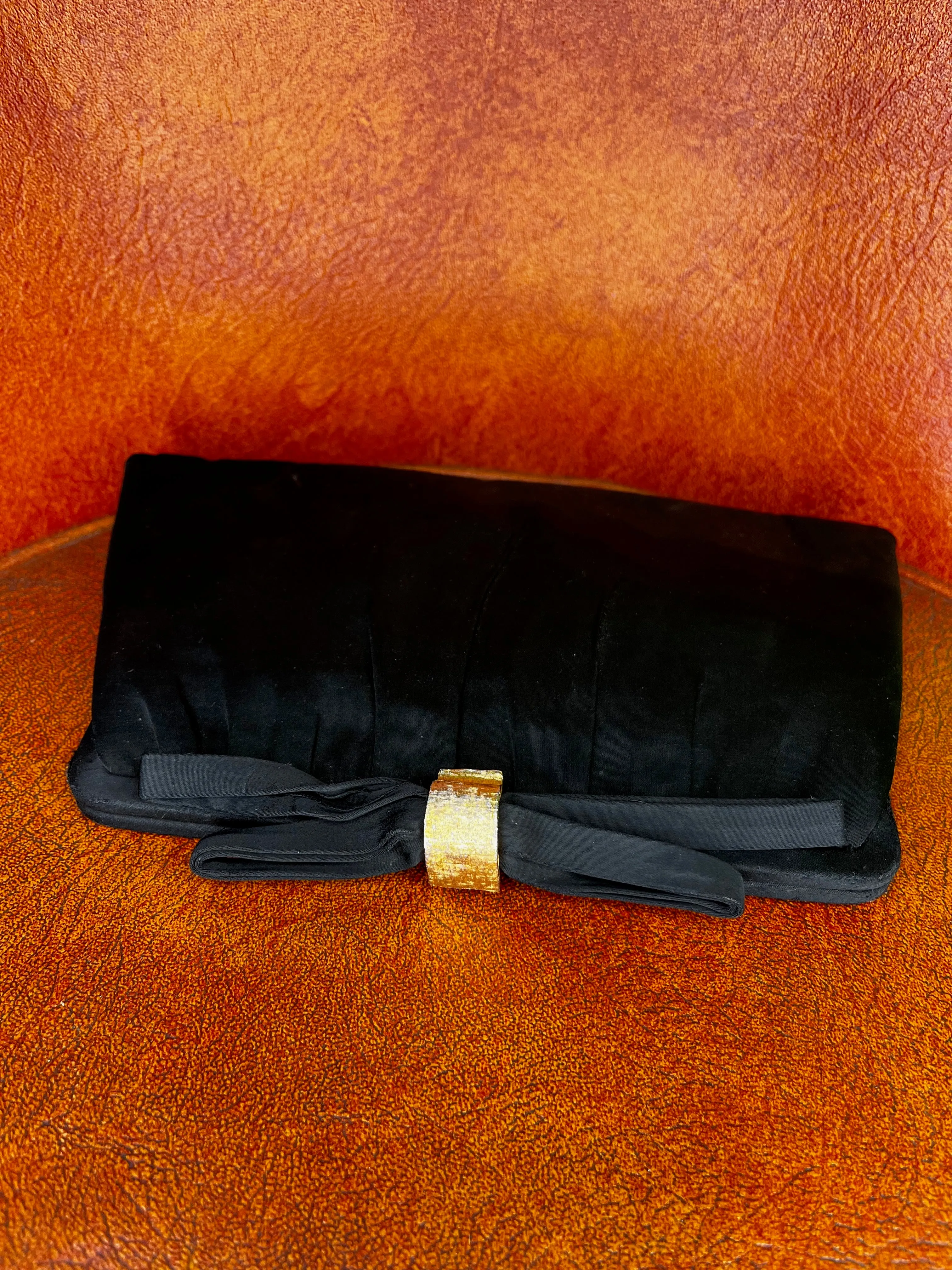 50's After Five Black Bow Clutch
