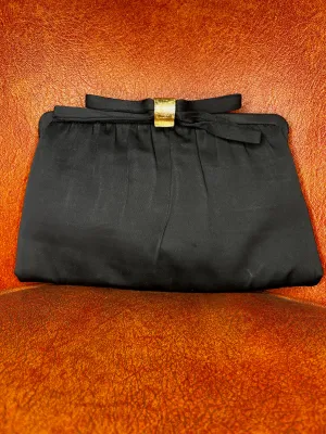 50's After Five Black Bow Clutch