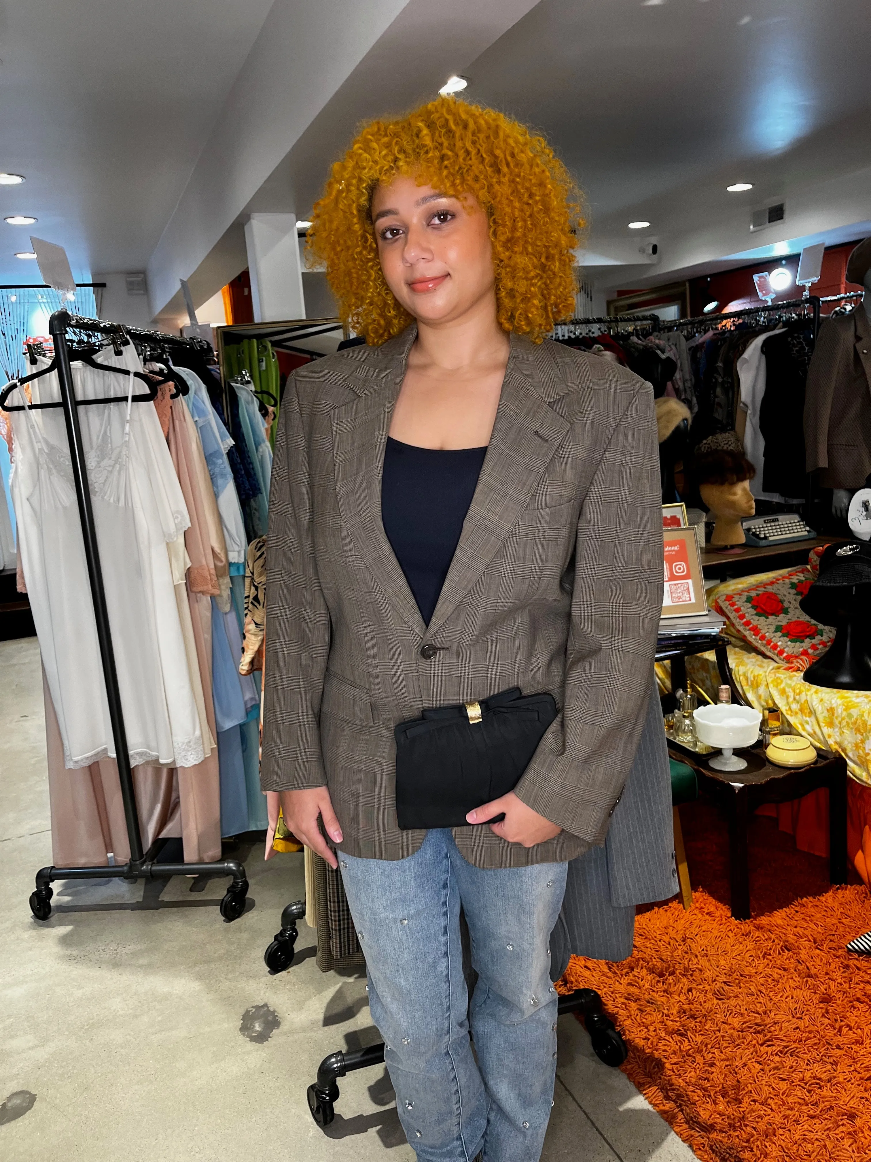 50's After Five Black Bow Clutch
