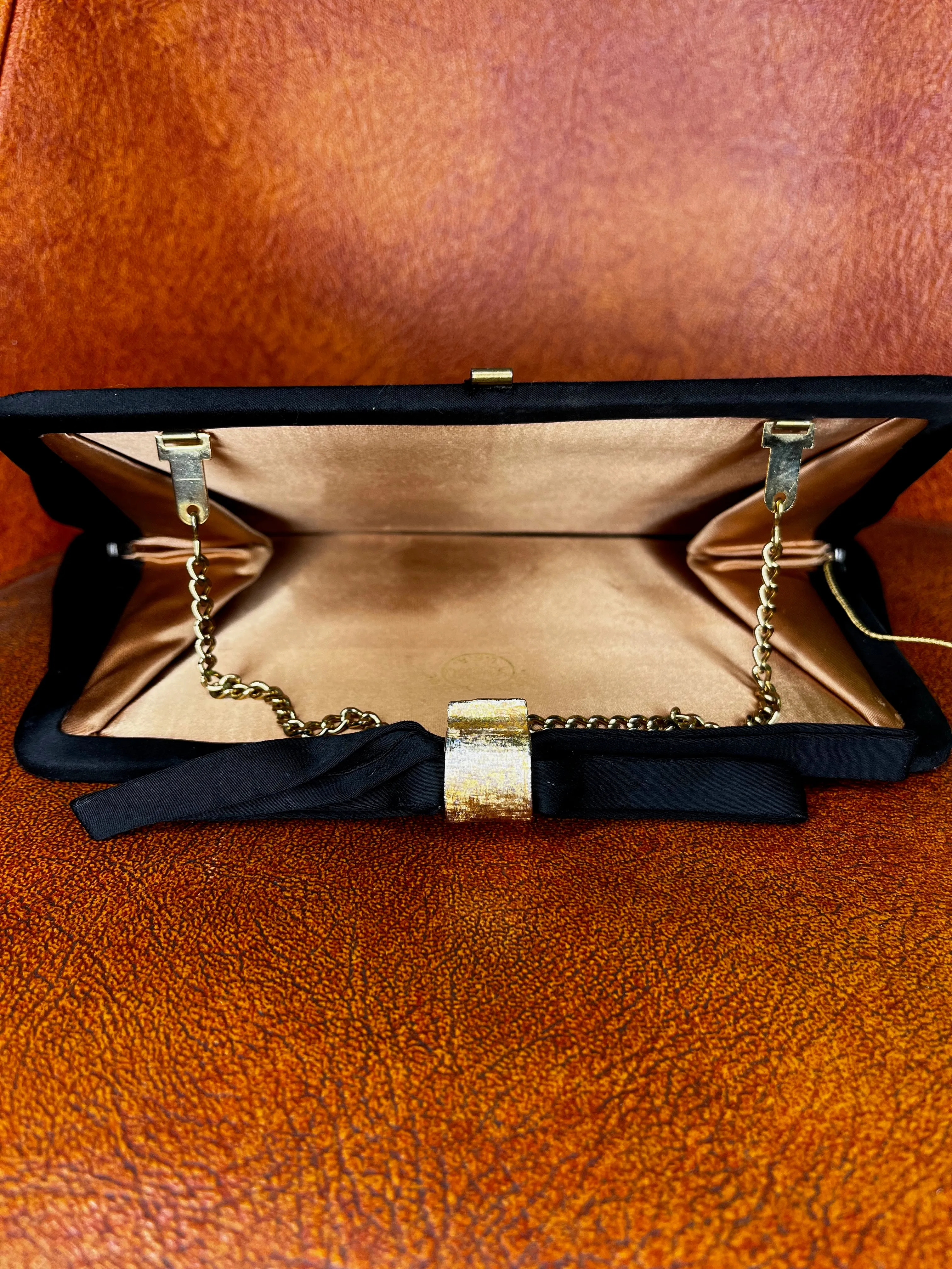 50's After Five Black Bow Clutch