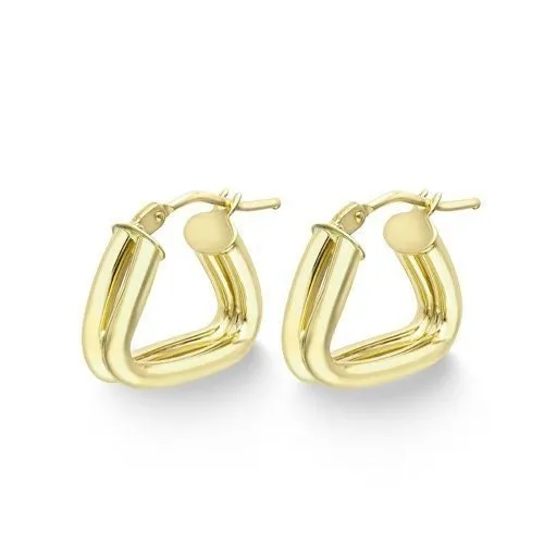 9ct Gold 15mm Triangle Hoop Earrings