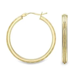 9ct Gold 25mm Bead Hoop Earrings