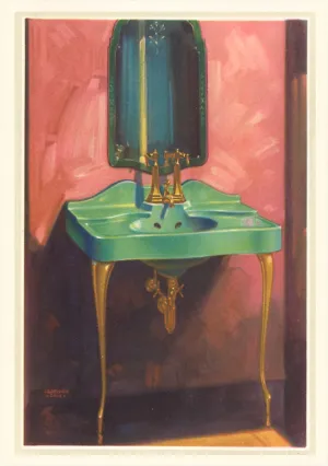 AD-538 Fancy Bathroom with Green Sink - Vintage Image