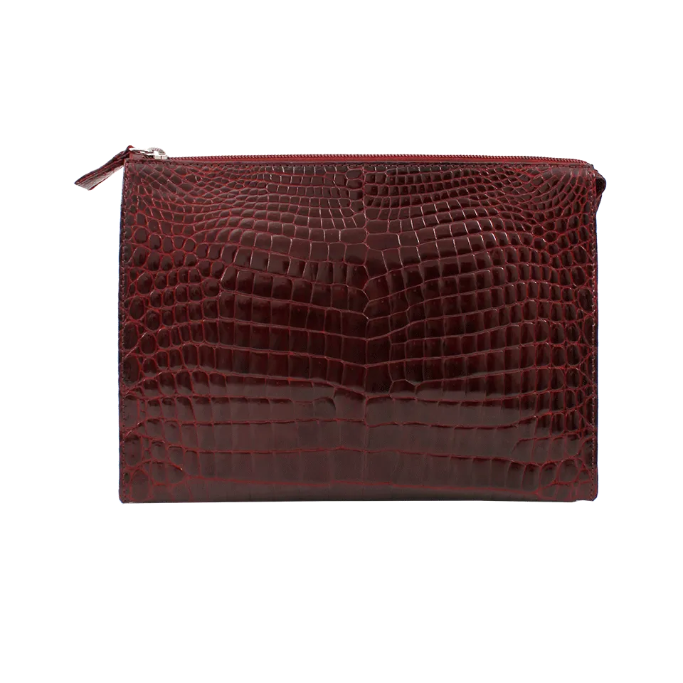 Alligator Zip Clutch with Strap