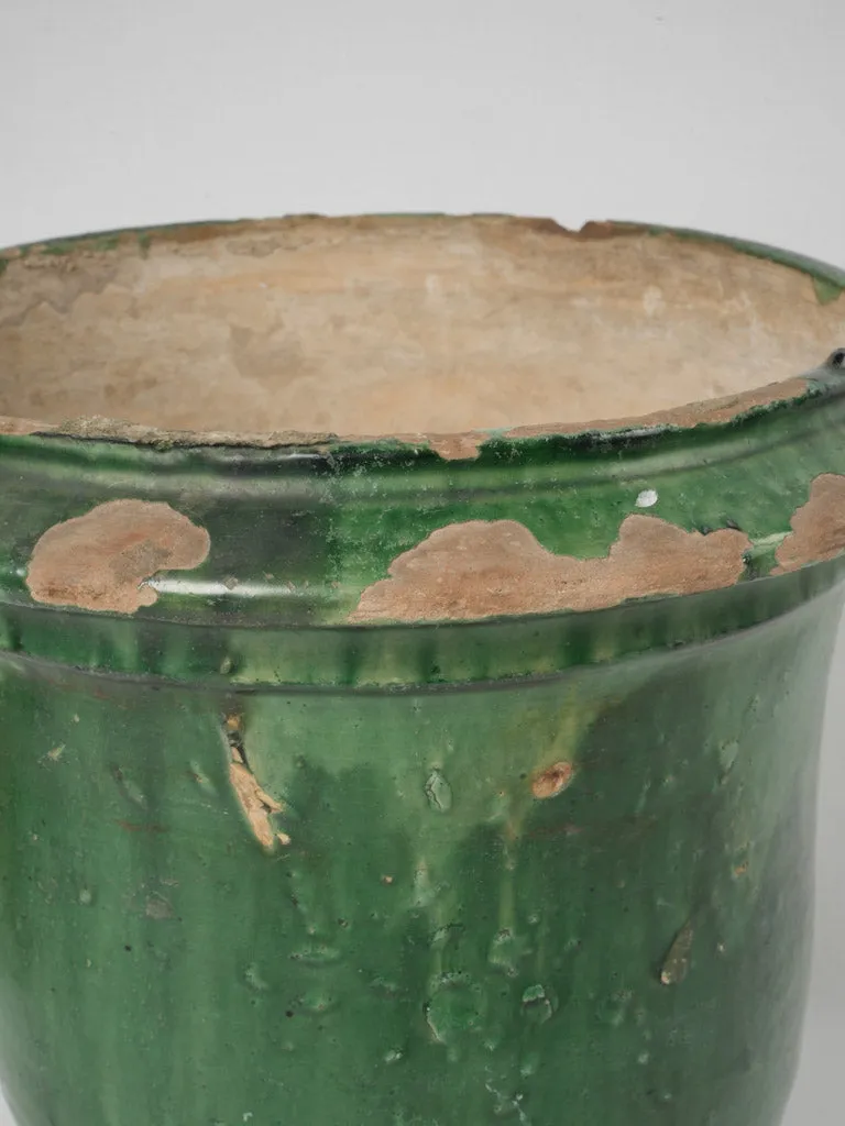 Antique Castelnaudary Green Glazed Planter 15"