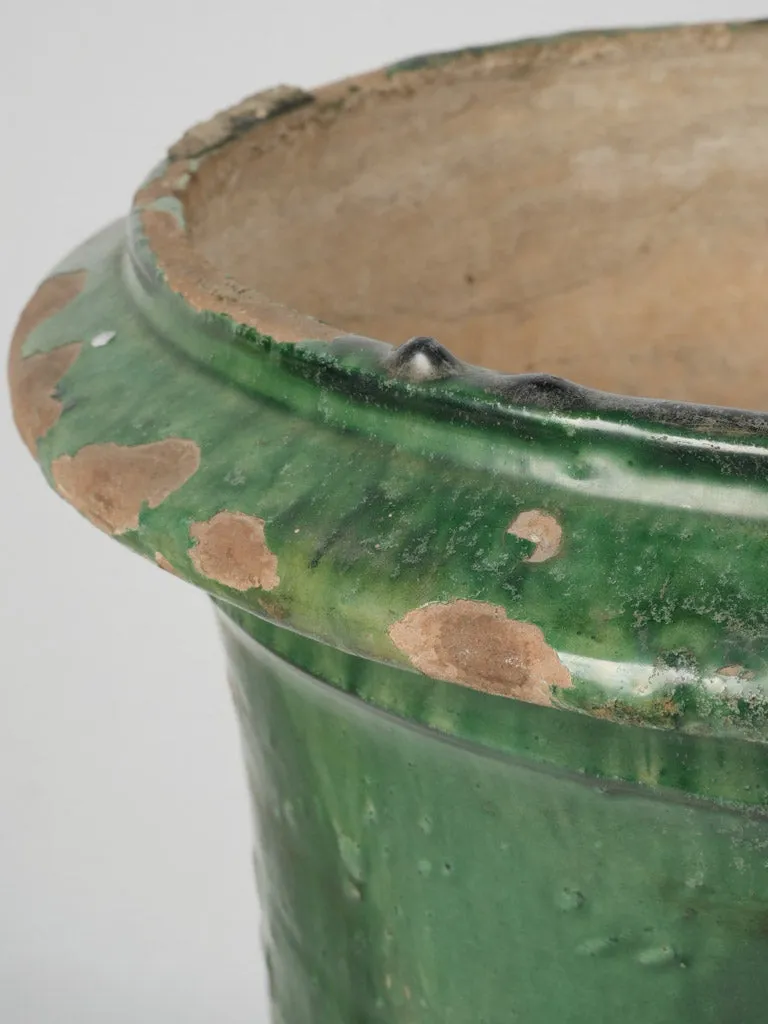 Antique Castelnaudary Green Glazed Planter 15"