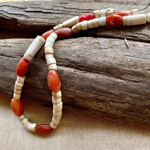 Antique Tibetan Carnelian & Shell Beads