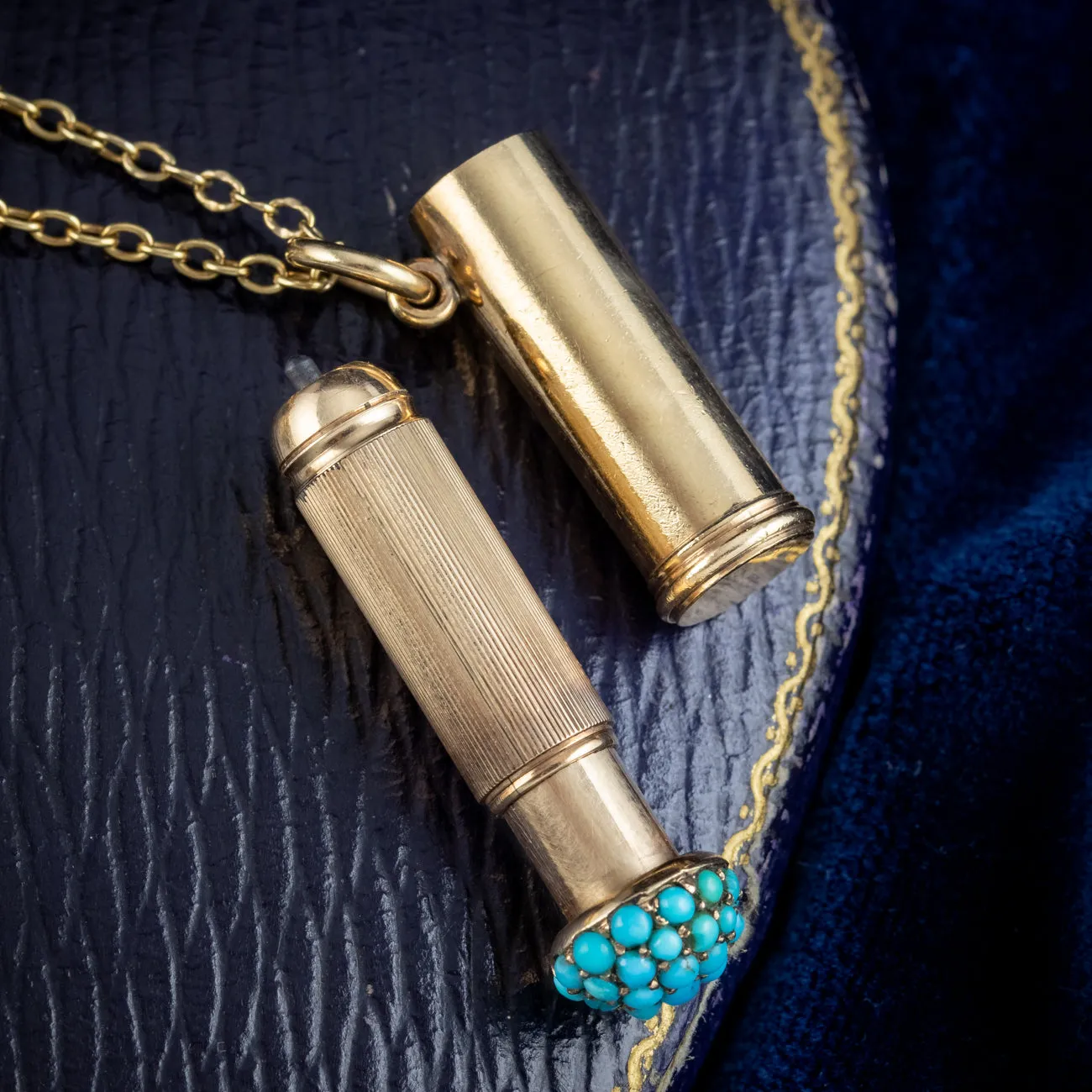 Antique Victorian Bangle 15ct Gold With Turquoise Pencil Charm
