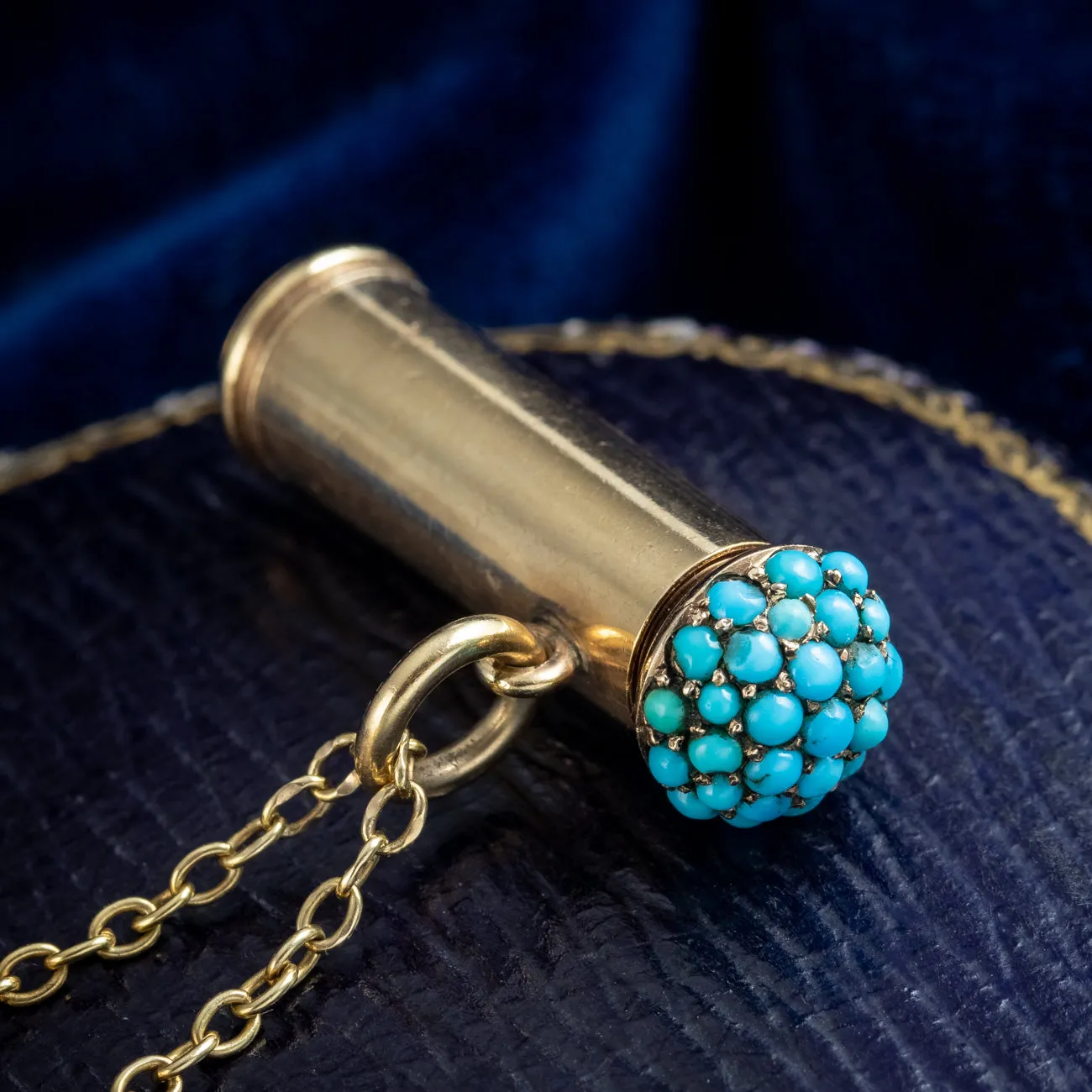 Antique Victorian Bangle 15ct Gold With Turquoise Pencil Charm