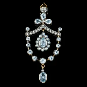 Aquamarine Diamond Pendant 18Ct Gold