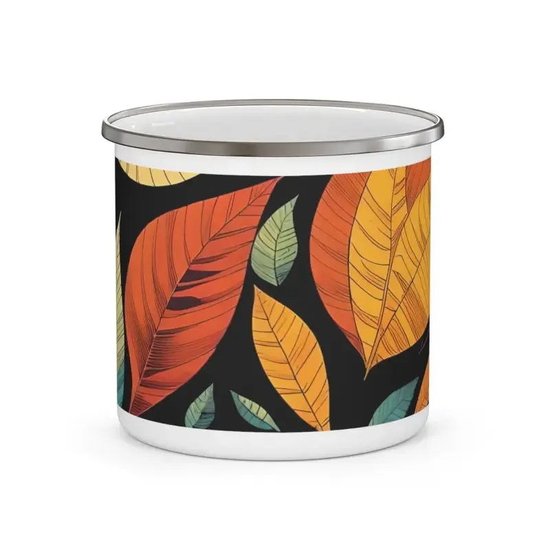 Autumn Leaves Enamel Camping Mug - Embrace the Season!