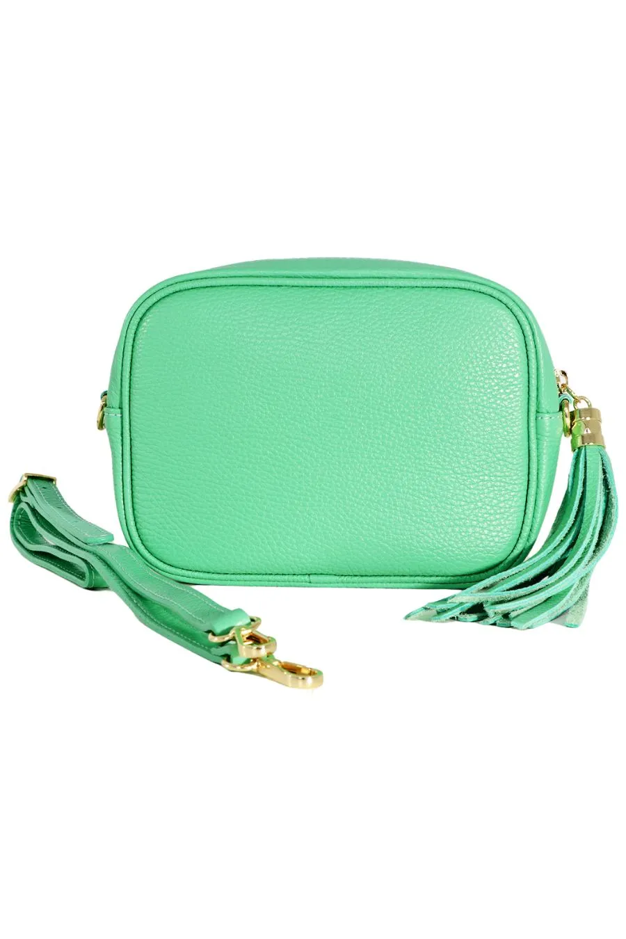 Beau - Italian Leather Crossbody Bag - Green, Pebbled