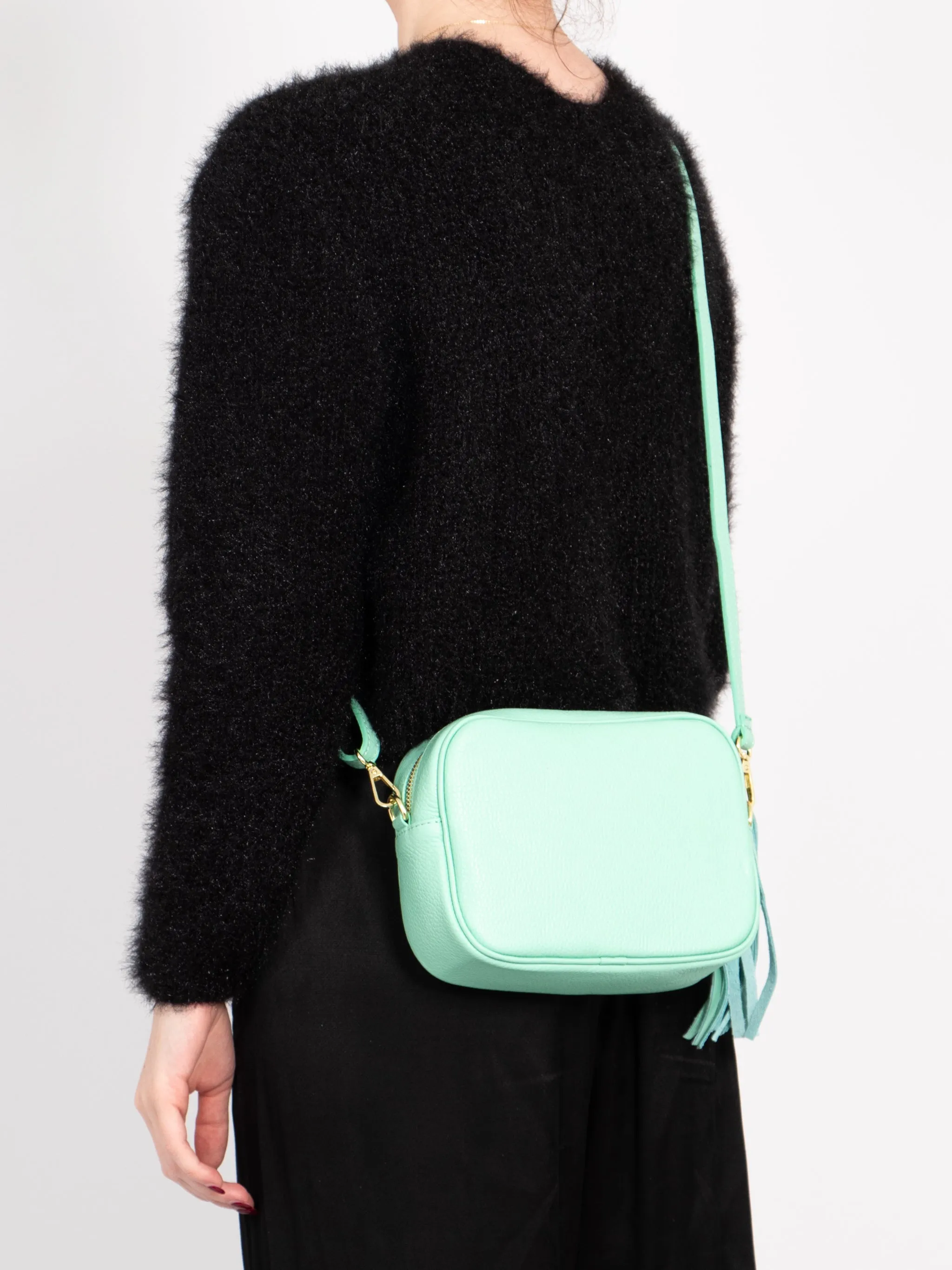 Beau - Italian Leather Crossbody Bag - Green, Pebbled
