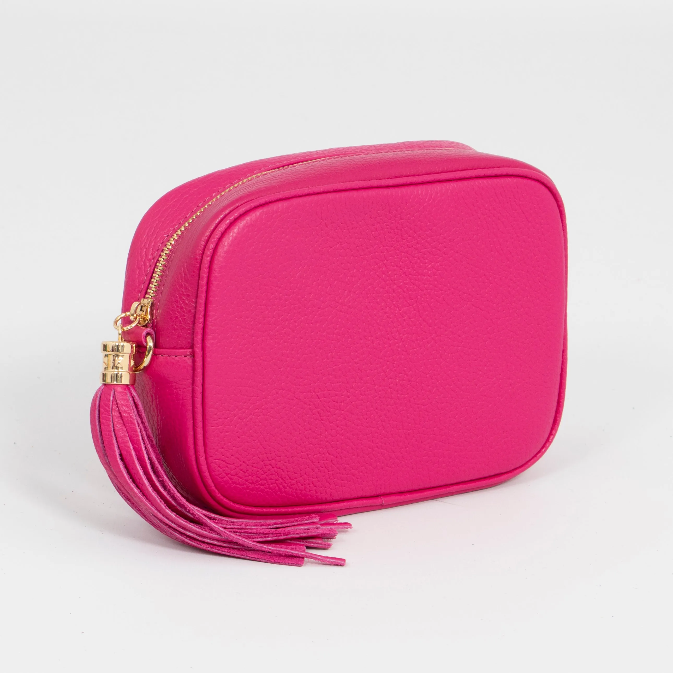 Beau - Italian Leather Crossbody Bag - Raspberry, Pebbled