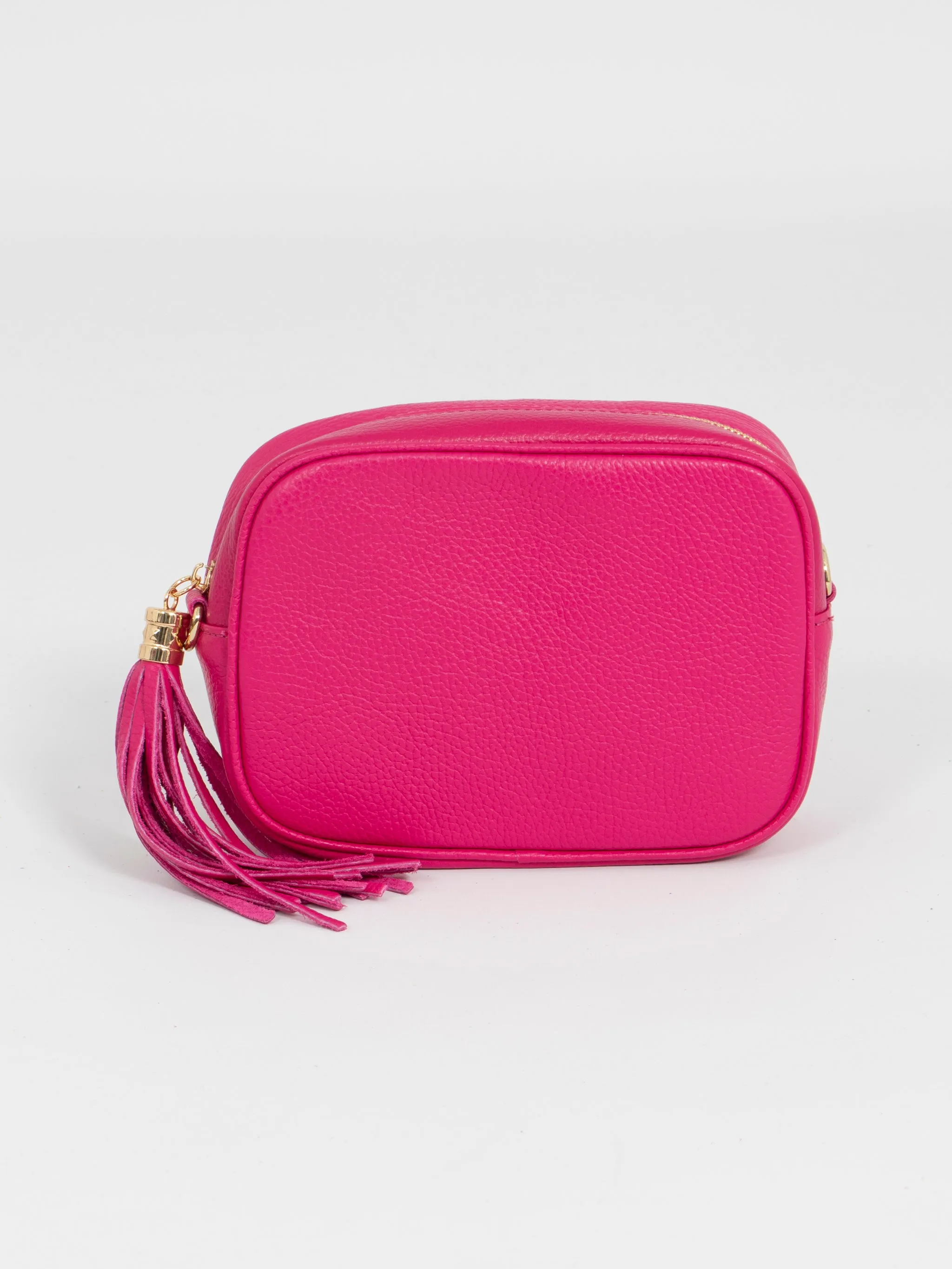 Beau - Italian Leather Crossbody Bag - Raspberry, Pebbled