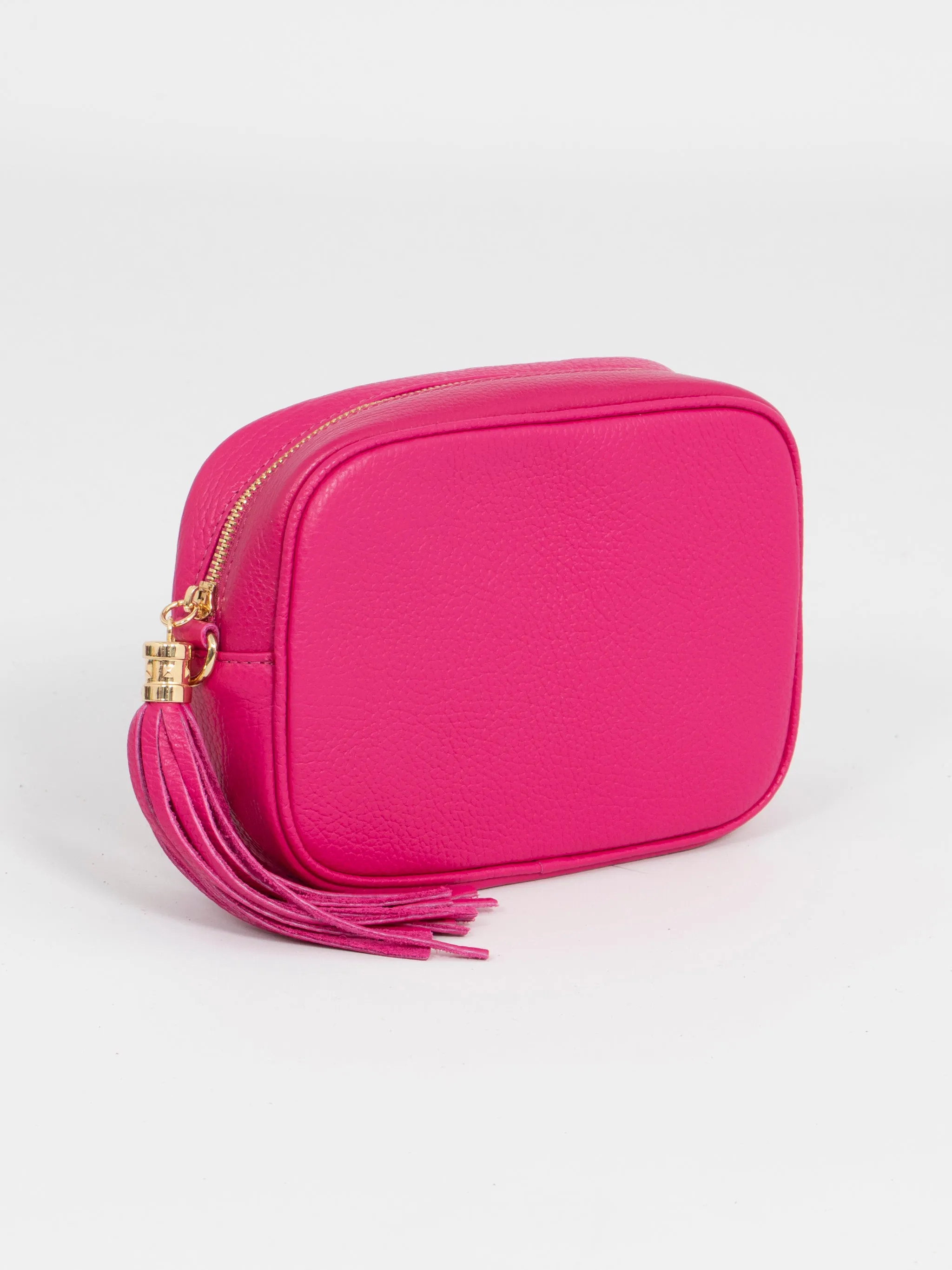 Beau - Italian Leather Crossbody Bag - Raspberry, Pebbled