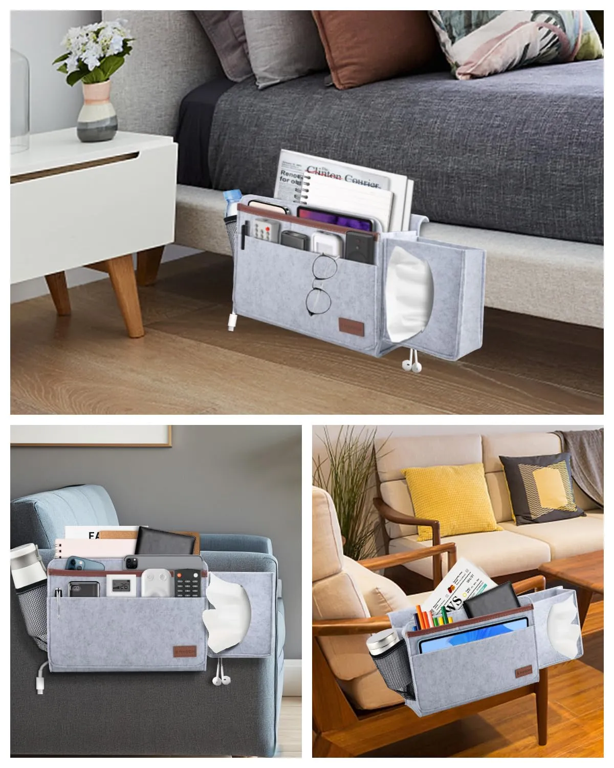 Bed Bag Bed Organizer Hook-in, Bed Bag Hook-in Thick Felt Non-slip With Buckle
