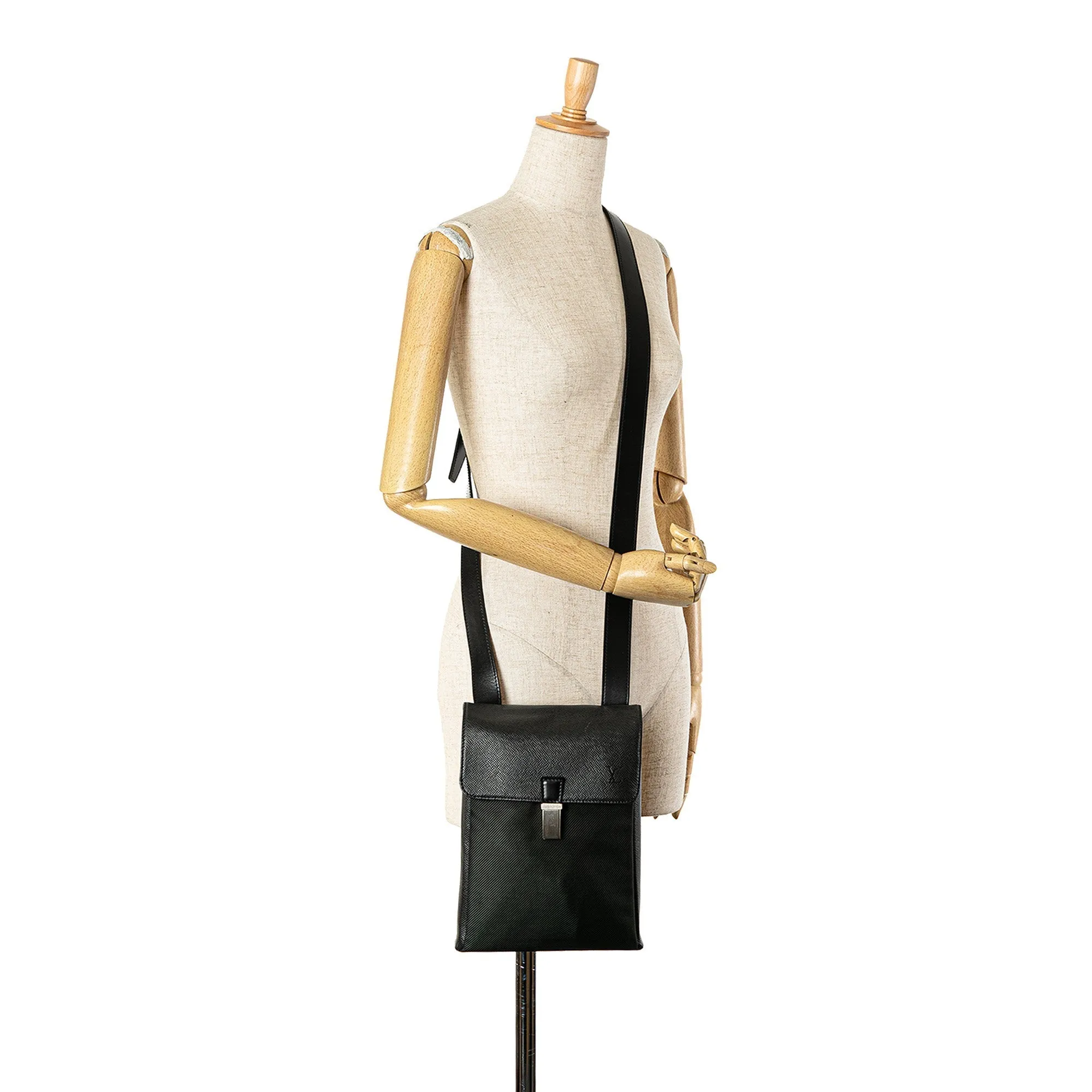 Black Louis Vuitton Taiga Saratov PM Crossbody Bag