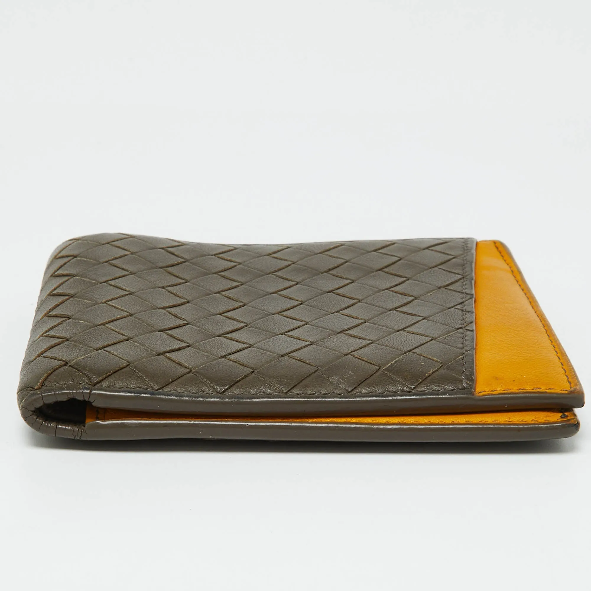 BOTTEGA VENETA Beige/Mustard Intrecciato Leather Bifold Wallet