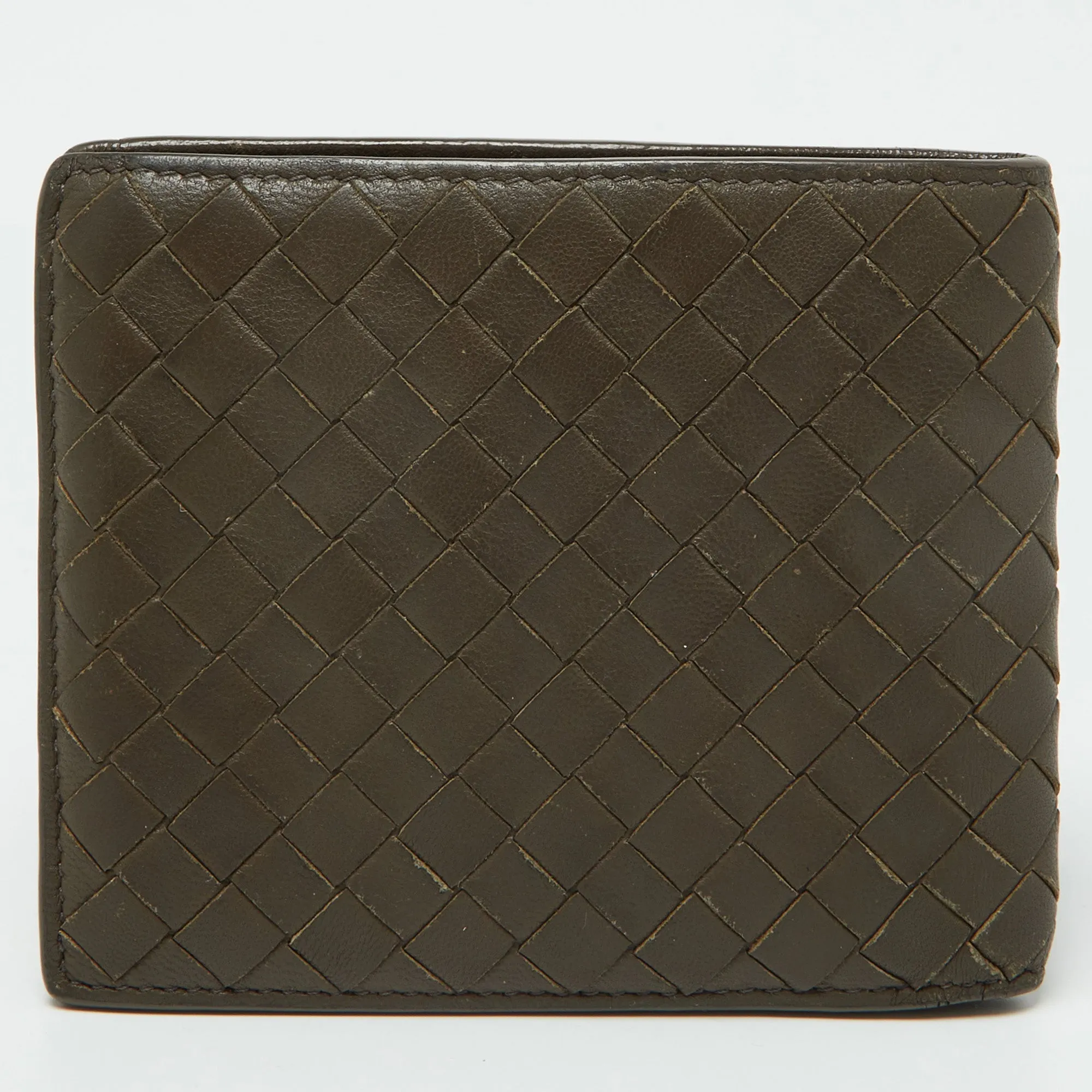 BOTTEGA VENETA Beige/Mustard Intrecciato Leather Bifold Wallet