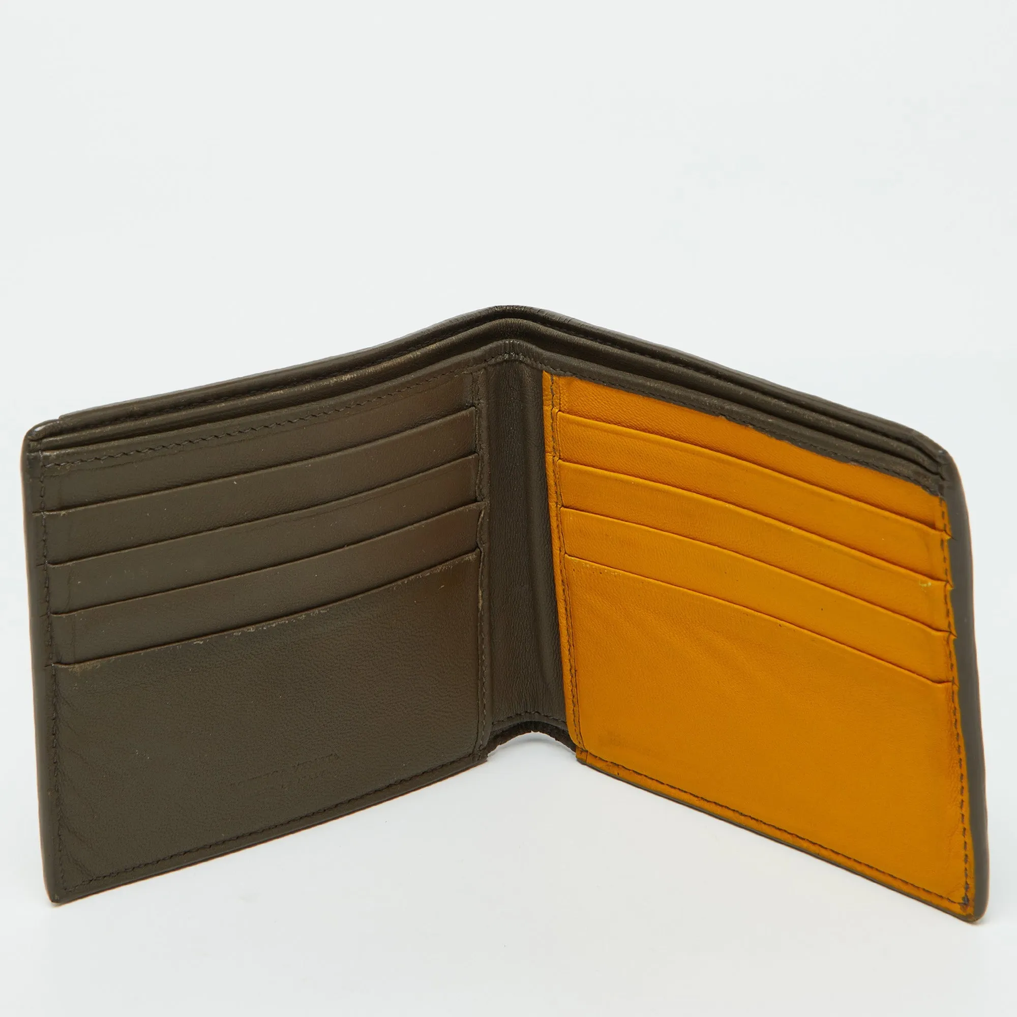 BOTTEGA VENETA Beige/Mustard Intrecciato Leather Bifold Wallet