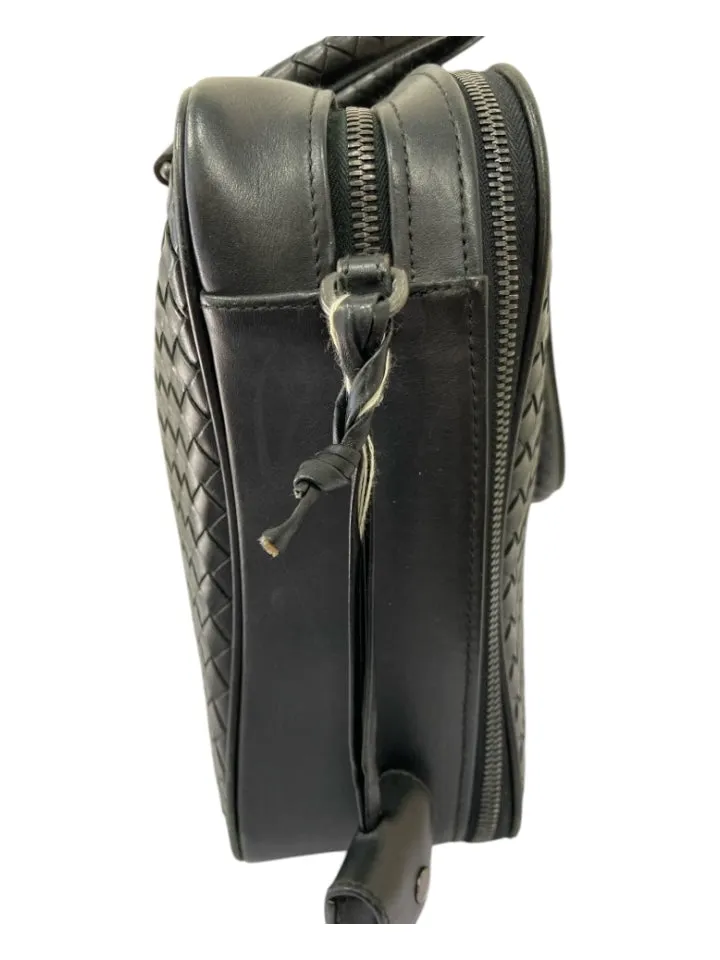 Bottega Veneta Black Leather Woven 2 handles briefcase Travel Bag