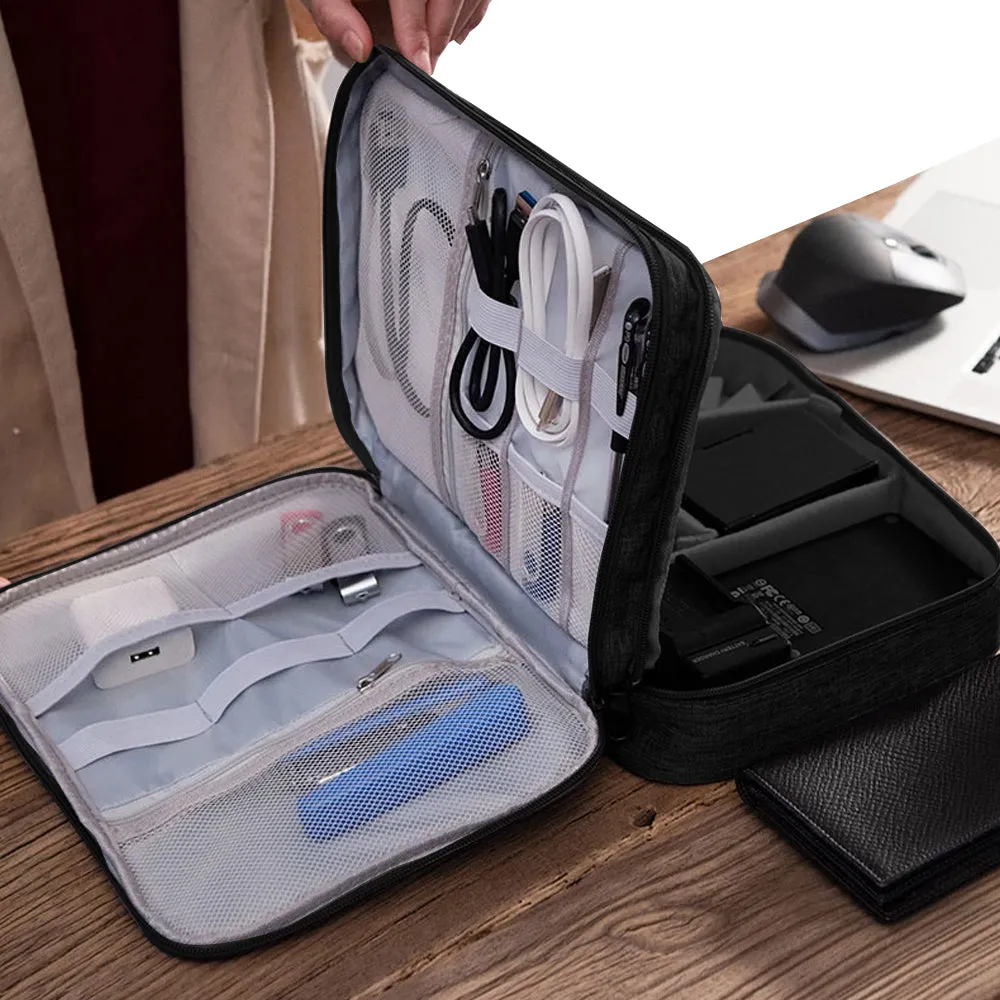 Cable Organizer Bag Charger USB Electronic Accessories Storage Travel Case Black