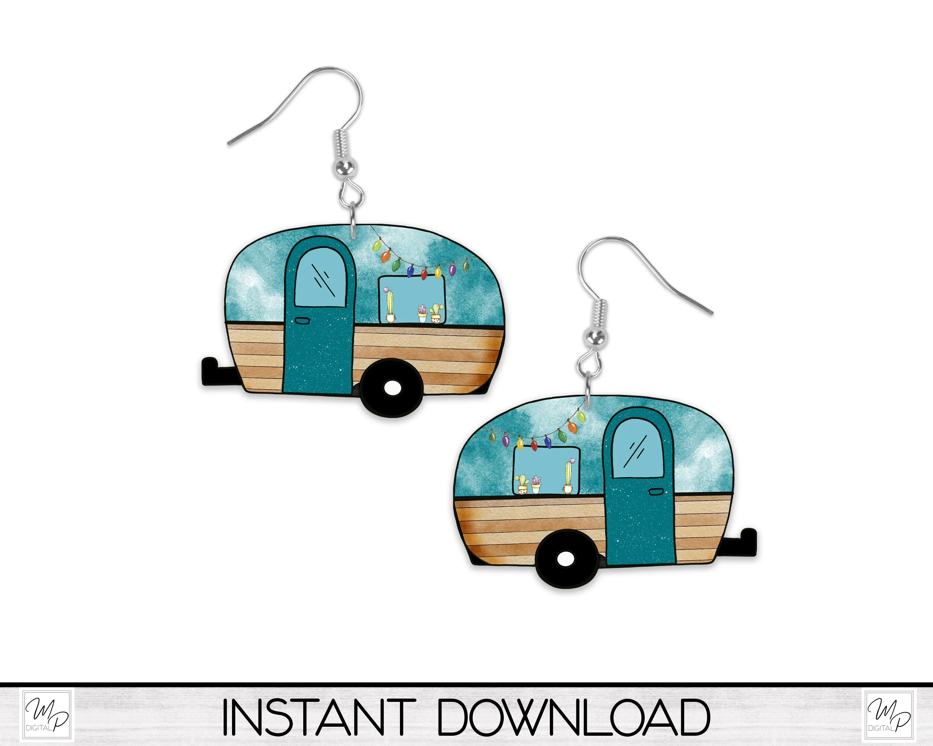 Camping PNG Sublimation Design Bundle for T-Shirts, Pillows, Mugs / Camper Earring Digital Download