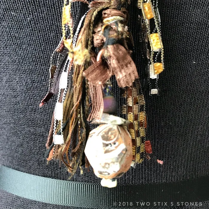 Chocolate Tweed Fiber Necklace w/Stones (FCN018)