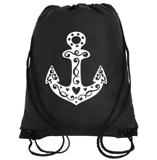 Cinch Bag: Anchor Hearts