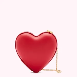 CLASSIC RED LEATHER HEART CLUTCH BAG