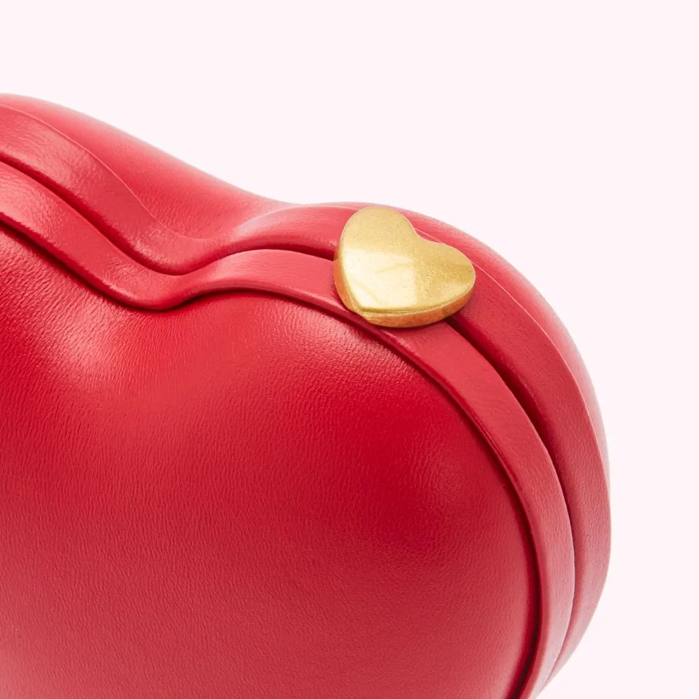 CLASSIC RED LEATHER HEART CLUTCH BAG