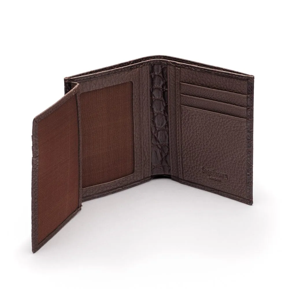 Compact Leather Wallet With 6 CC And ID - Brown Croc