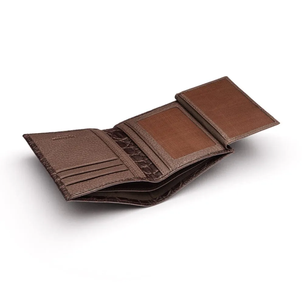 Compact Leather Wallet With 6 CC And ID - Brown Croc