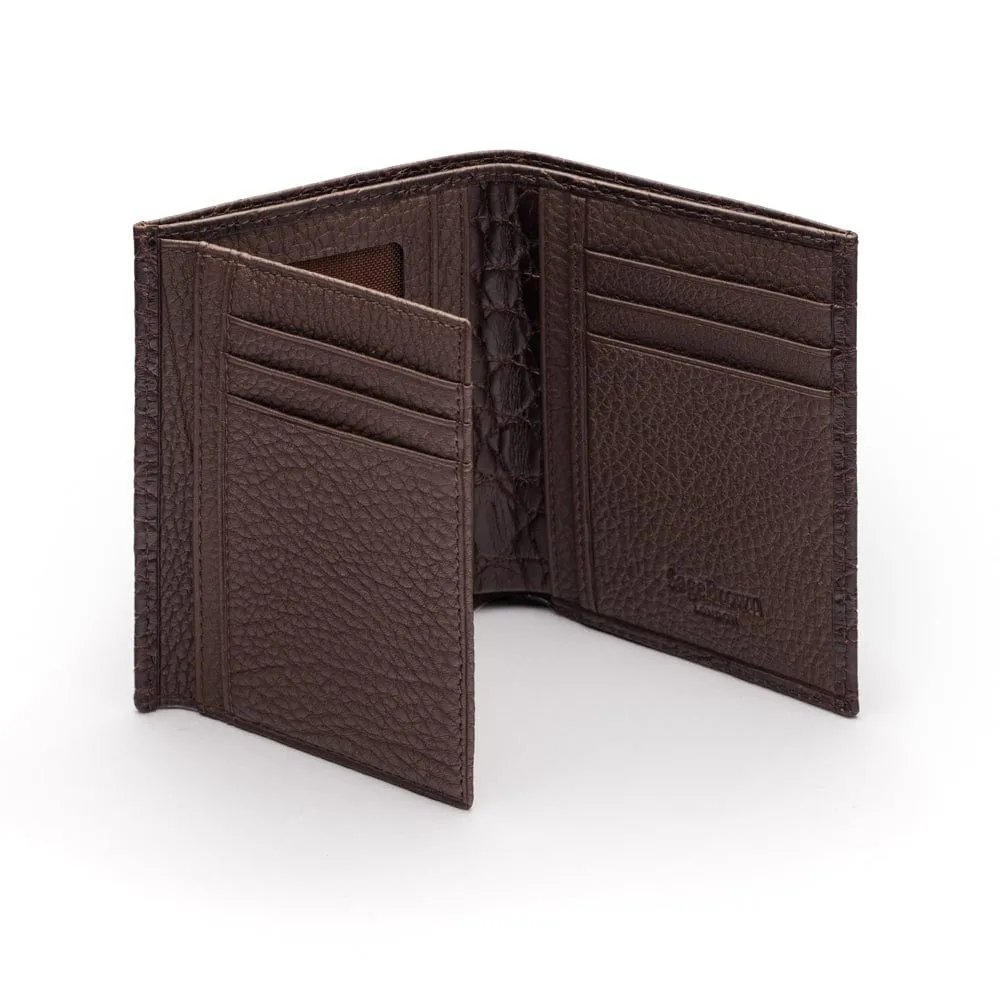 Compact Leather Wallet With 6 CC And ID - Brown Croc