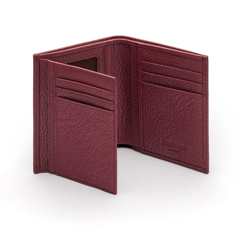 Compact Leather Wallet With 6 CC And ID - Burgundy