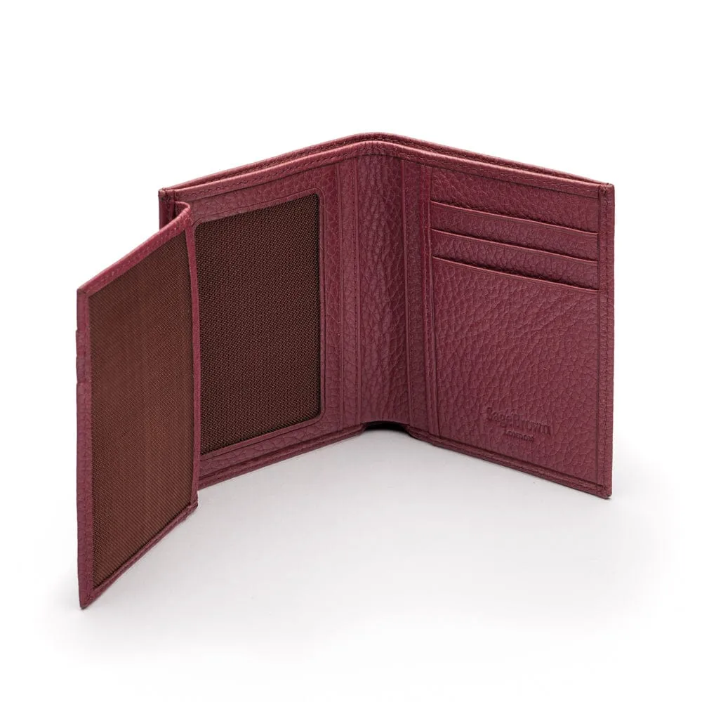 Compact Leather Wallet With 6 CC And ID - Burgundy