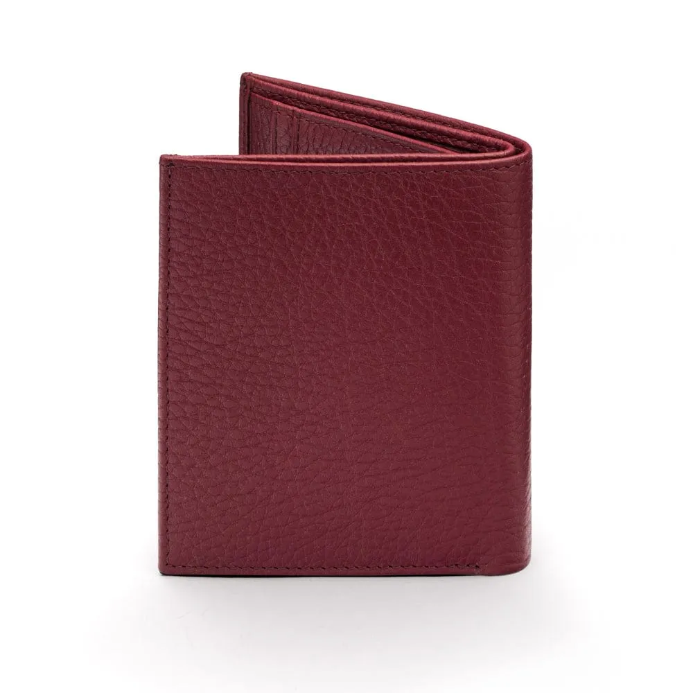 Compact Leather Wallet With 6 CC And ID - Burgundy