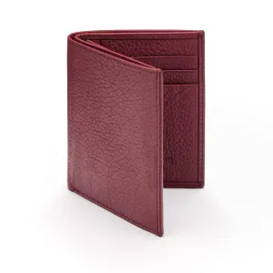 Compact Leather Wallet With 6 CC And ID - Burgundy