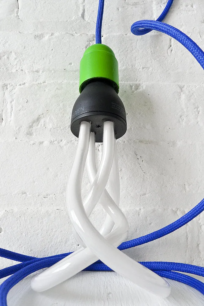 Cool Blue Green Plumen Pendant Light with Textile Cord and Color Socket
