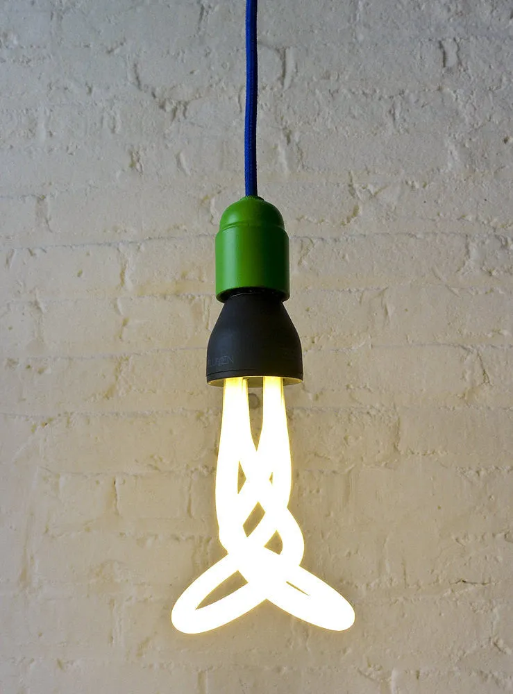 Cool Blue Green Plumen Pendant Light with Textile Cord and Color Socket