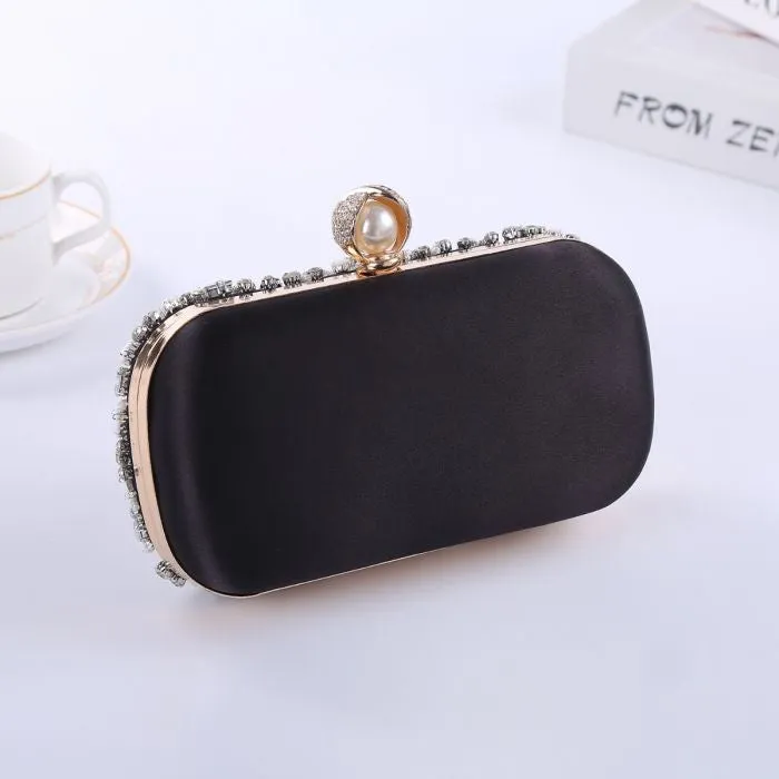 Crystals Embellished evening bags in Black